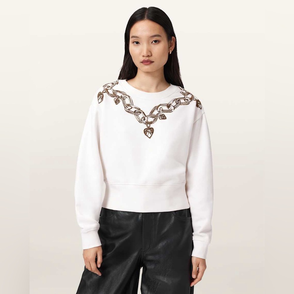 All Saints Drip Separo Embellished Sweatshirt